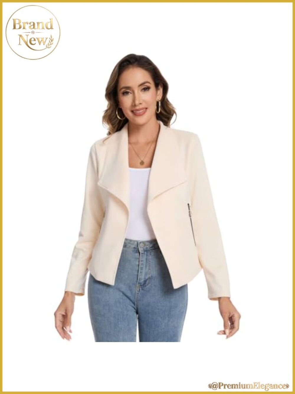 Faux Suede Jacket Women Long Sleeve Open Front Cropped Coat Fall Outwear